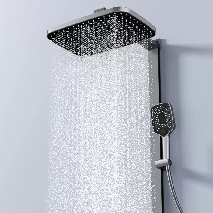 Ambient Lighting Piano Digital Bathroom Shower Set 12 Inch Rainfall Shower Head Hot Cold Digital Piano Bathroom Shower System — image 6