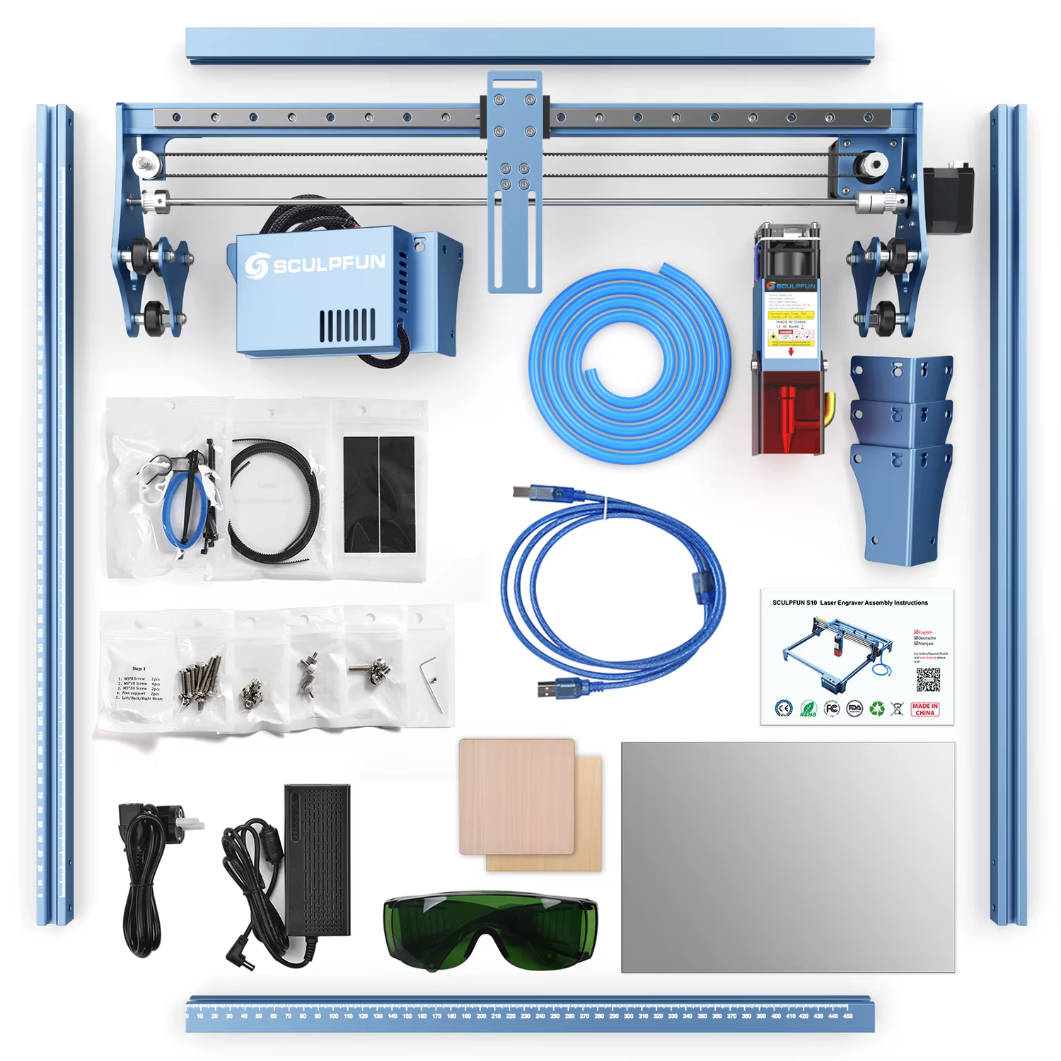 Quickly Ship SCULPFUN S10 10w Cardboard Plastic Leather Stainless Steel Wood Cutting CNC Laser Engraving Machine — image 6