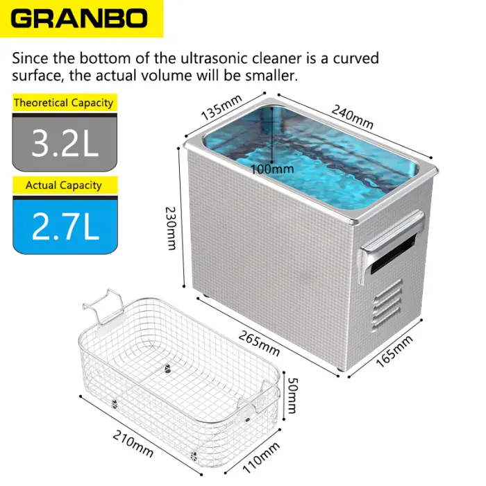 Granbo Multi-frequency Ultrasonic Cleaner 3.2L 40/68/80/120 KHz 150W 110V/220V Sweep Pulse Mute Design Ultrasound Washer — image 5