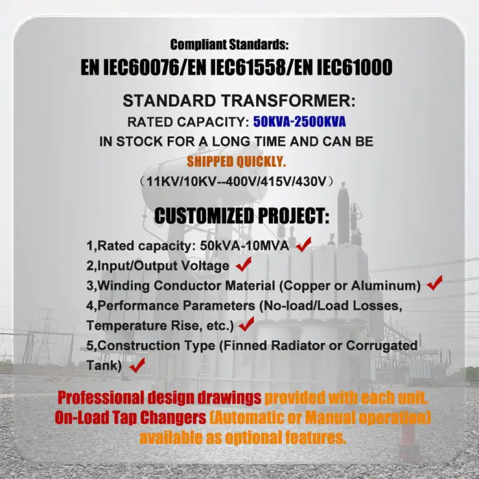 Three Phase 6kv 6.6kv 10kv 11kv Input 50kva 100kva 80kva 160kva 150kva Oil Immersed Transformer ONAN Cooling 50Hz 100% Aluminum — image 2