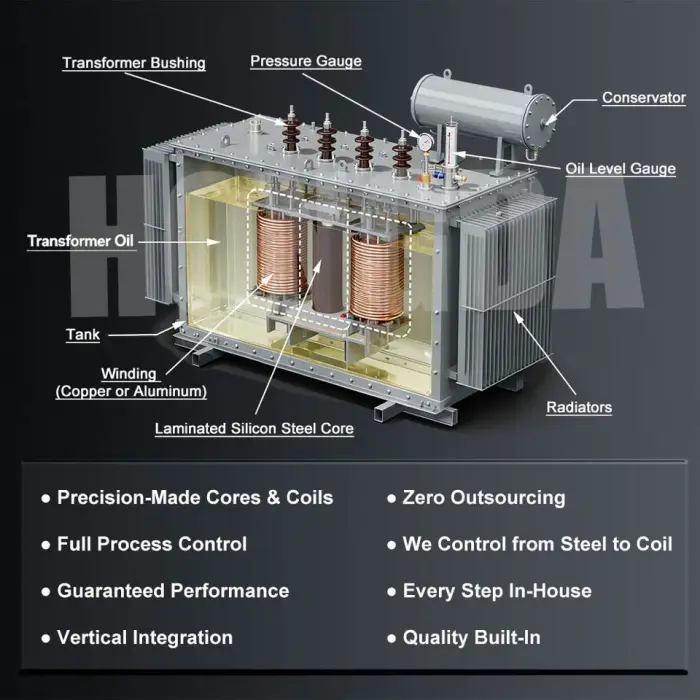 Three Phase 6kv 6.6kv 10kv 11kv Input 50kva 100kva 80kva 160kva 150kva Oil Immersed Transformer ONAN Cooling 50Hz 100% Aluminum — image 3