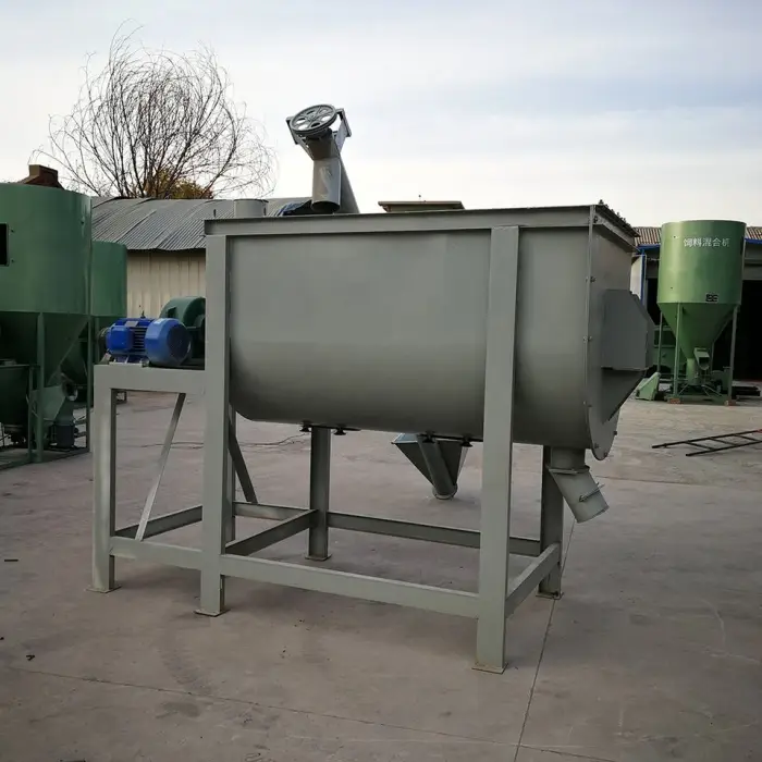 Industry Ribbon Blender Chicken Farm Food Mixer Machine 500kg 1ton Double Shaft Horizontal Feed Paddle Mixers for Sale — image 2