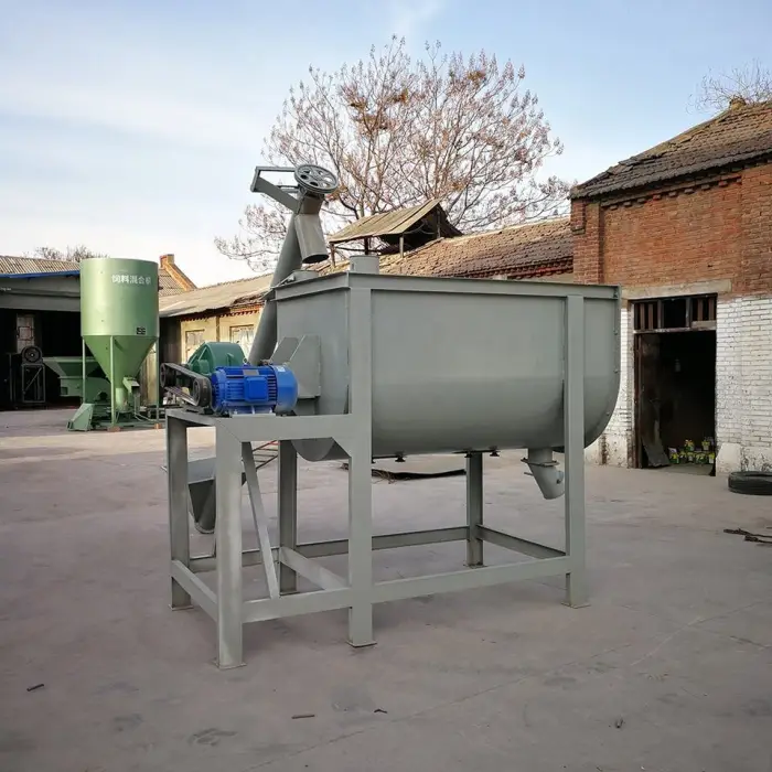 Industry Ribbon Blender Chicken Farm Food Mixer Machine 500kg 1ton Double Shaft Horizontal Feed Paddle Mixers for Sale — image 3