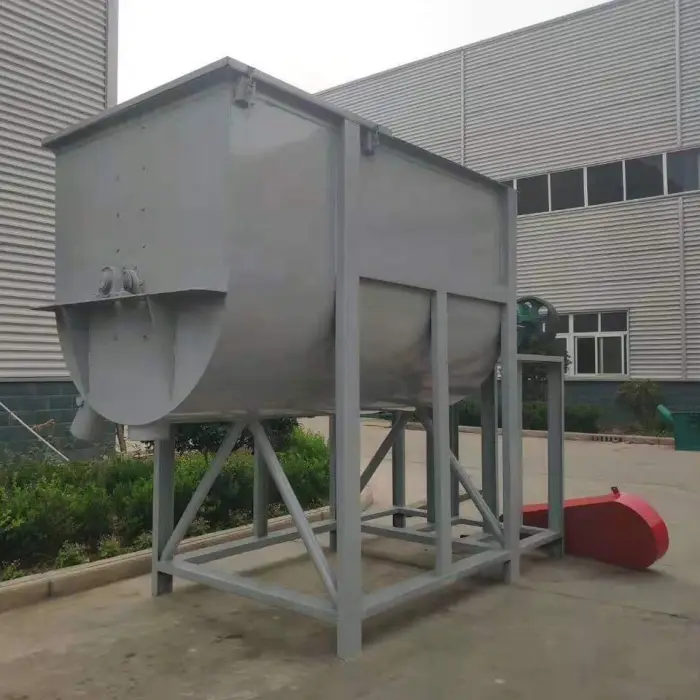 Industry Ribbon Blender Chicken Farm Food Mixer Machine 500kg 1ton Double Shaft Horizontal Feed Paddle Mixers for Sale — image 6