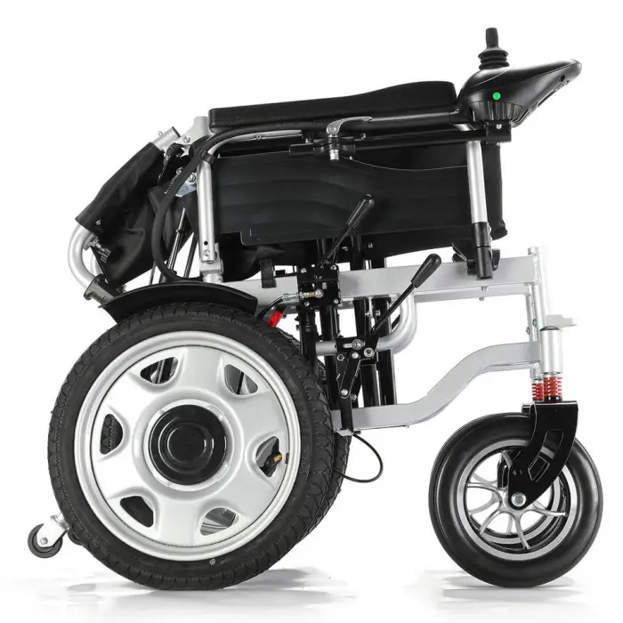 Popular Folding High Back Reclining Electric Wheelchair Travel Road Outdoor Electric Wheelchair for Disable — image 3