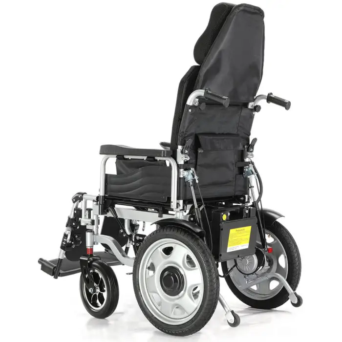 Popular Folding High Back Reclining Electric Wheelchair Travel Road Outdoor Electric Wheelchair for Disable — image 5