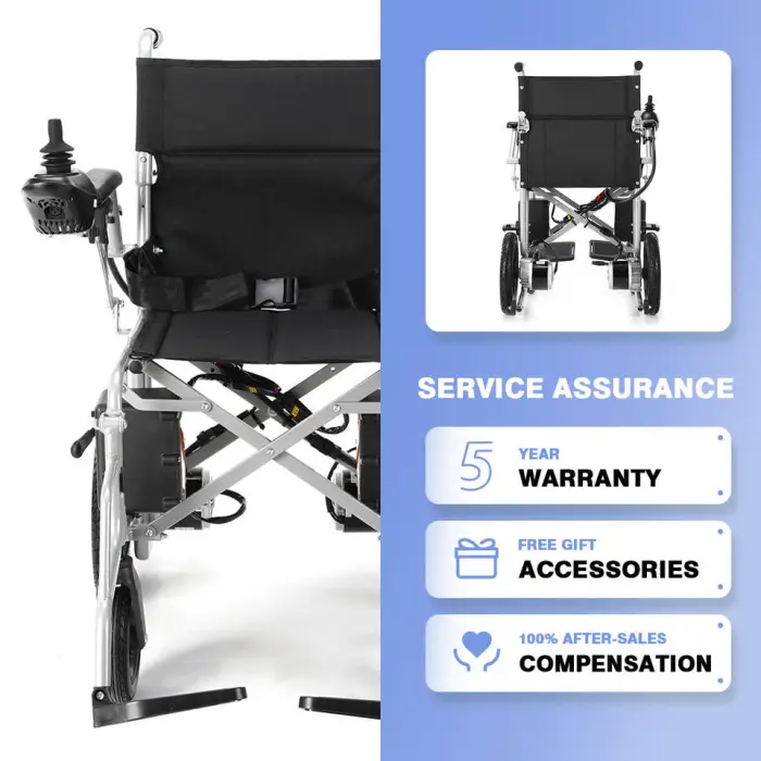Rehabilitation Wheelchairs Supplier Folded Steel Portable Electric Travel Outdoor Power Wheel Chair for Disabled Seniors — image 6