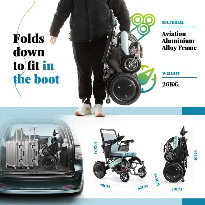 Baichen 600W Dual Motor Off Road Folded Wheel Chair Aluminum Alloy Disabled Homecare Outdoor Electric Wheelchair All Terrain — image 2