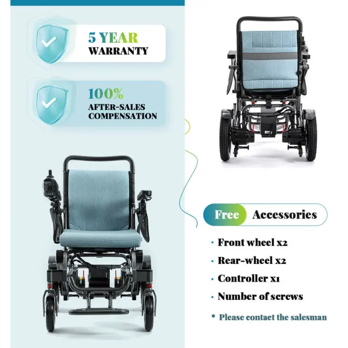 Baichen 600W Dual Motor Off Road Folded Wheel Chair Aluminum Alloy Disabled Homecare Outdoor Electric Wheelchair All Terrain — image 4