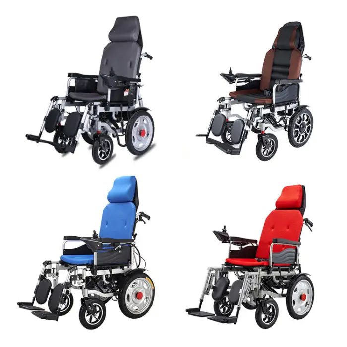 2025 New Hot Sale Cheap Foldable Portable Electric Wheelchair High Backrest Folding Reclining Wheelchair — image 6
