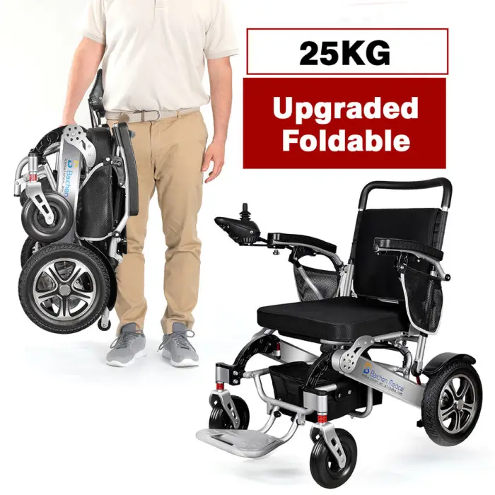 Hot Selling Folding Lightweight Aluminum Alloy Power Wheelchair for Disabled Lightweight Portable Travel Electric Wheelchair — image 3