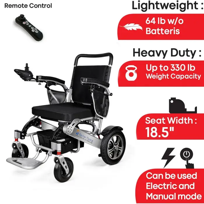 Hot Selling Folding Lightweight Aluminum Alloy Power Wheelchair for Disabled Lightweight Portable Travel Electric Wheelchair — image 6