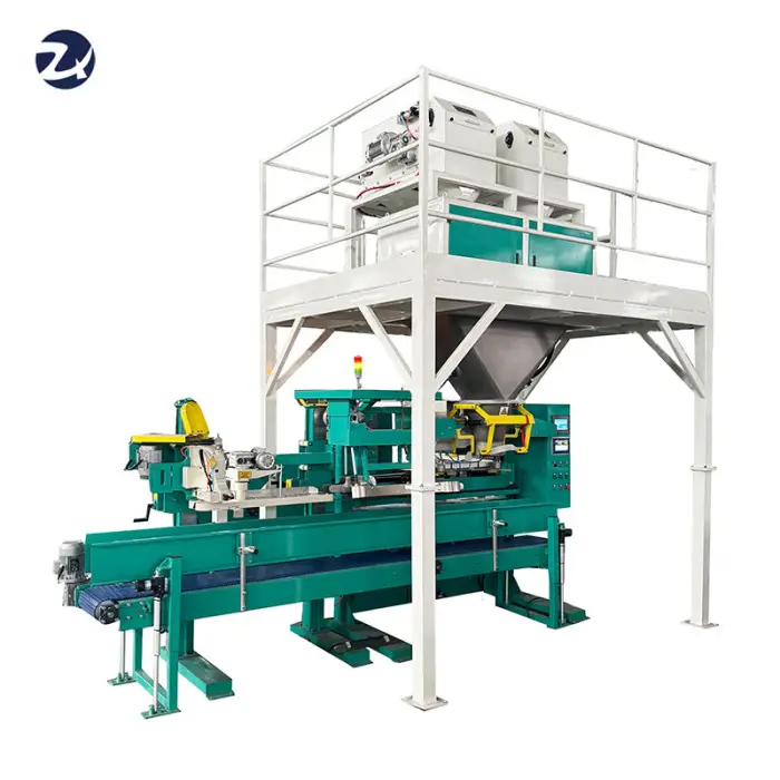 Semi Automatic Industrial Granule Ice Wheat Corn Animal Feed Pellets Seeds 25kg 50kg Bag Weighing Filling Packing Machine — image 3