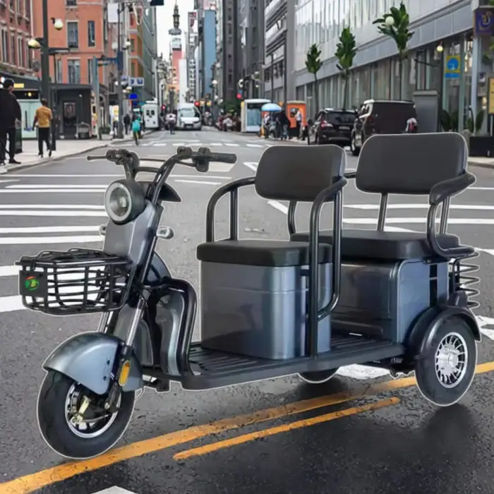 Wholesale Double-person Electric Tricycles with Two Rows of Passengers Adult Three-wheeler Brushless Motor Carbon Steel Frame — image 5