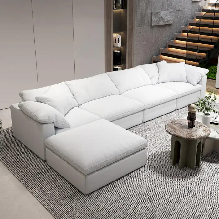 Modern Design l Shape Sofa Set Living Room Furniture Sectional Couch Set Modern Living Room Sofa White Sofas for Home — image 3