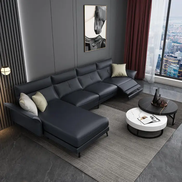 Nordic Size Living Room Leather Sofa Modern Minimalist Style Light Luxury Leather Concubine Sofa Single and Double Combination — image 4