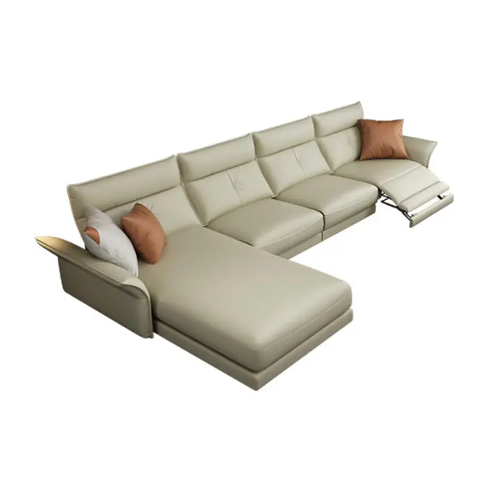 Nordic Size Living Room Leather Sofa Modern Minimalist Style Light Luxury Leather Concubine Sofa Single and Double Combination — image 5