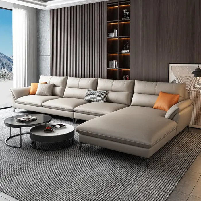 Contemporary L-Shaped Sofa Comfortable Leathaire Leather Corner Sofa Living Room Furniture for Apartment Use — image 3