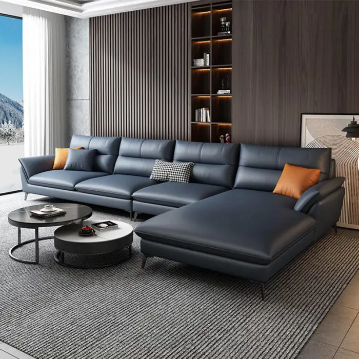 Contemporary L-Shaped Sofa Comfortable Leathaire Leather Corner Sofa Living Room Furniture for Apartment Use — image 4
