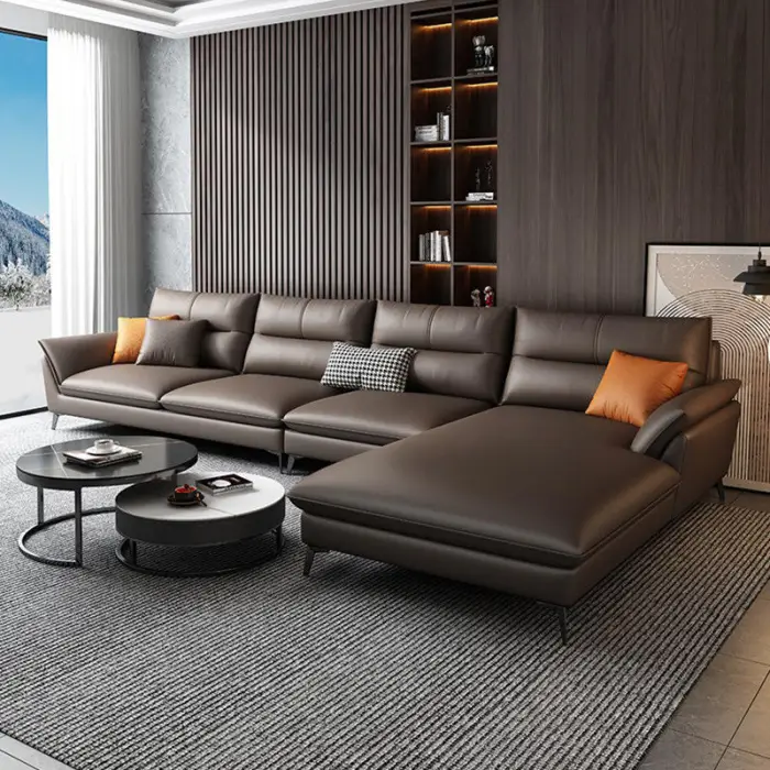 Contemporary L-Shaped Sofa Comfortable Leathaire Leather Corner Sofa Living Room Furniture for Apartment Use — image 5