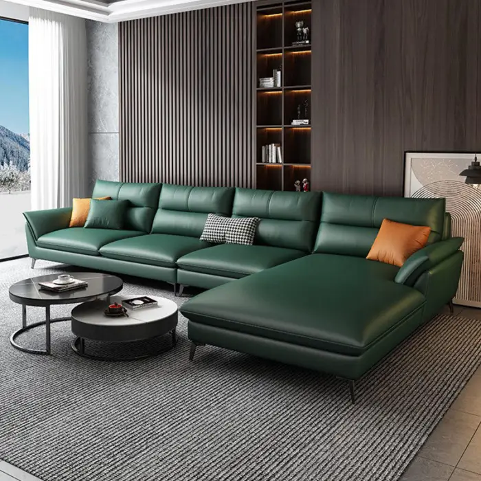 Contemporary L-Shaped Sofa Comfortable Leathaire Leather Corner Sofa Living Room Furniture for Apartment Use — image 6