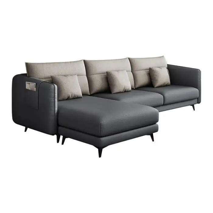Latest Modern Sofa Set Furniture Living Room Luxury Grey Simple Luxury Size Apartment Three Straight Italian Fabric Sofa — image 6
