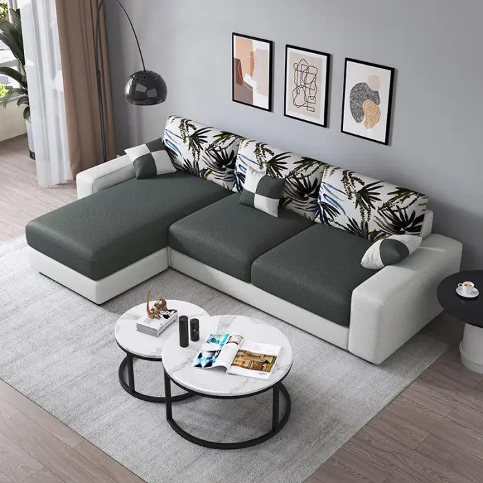 Bestseller Fabric Sofa Small Cheap Couch Living Room Modern L Shape Sofa Set Furniture 3 Seater Simple Design Sofa for Home — image 3