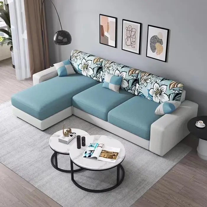 Bestseller Fabric Sofa Small Cheap Couch Living Room Modern L Shape Sofa Set Furniture 3 Seater Simple Design Sofa for Home — image 4