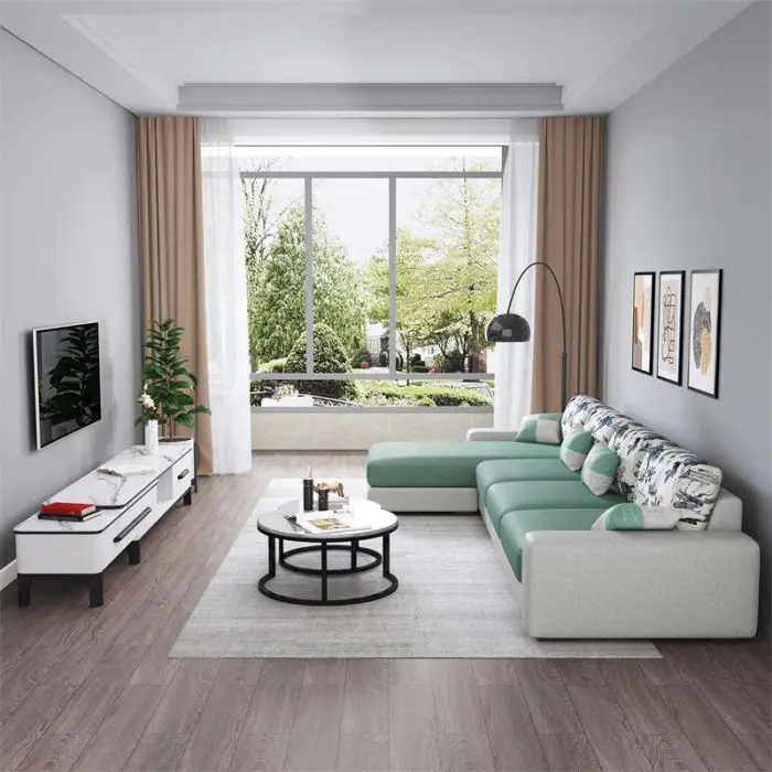 Bestseller Fabric Sofa Small Cheap Couch Living Room Modern L Shape Sofa Set Furniture 3 Seater Simple Design Sofa for Home — image 5
