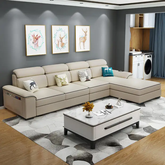 High Quality Multi-functional Simple Design L-shaped Sofa Modern Luxury Sofa Set Home Sofa Set Furniture for Living Room — image 2