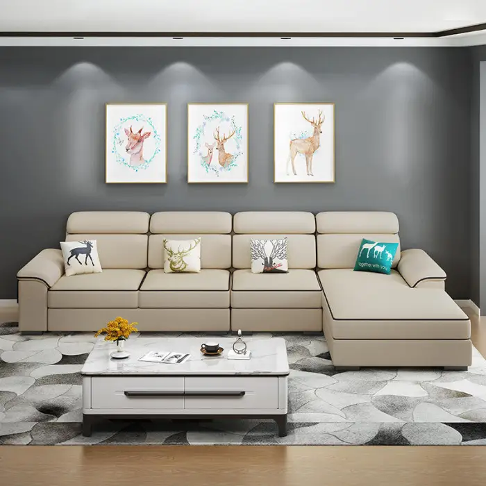 High Quality Multi-functional Simple Design L-shaped Sofa Modern Luxury Sofa Set Home Sofa Set Furniture for Living Room — image 5