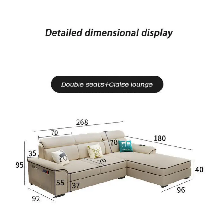 High Quality Multi-functional Simple Design L-shaped Sofa Modern Luxury Sofa Set Home Sofa Set Furniture for Living Room — image 6