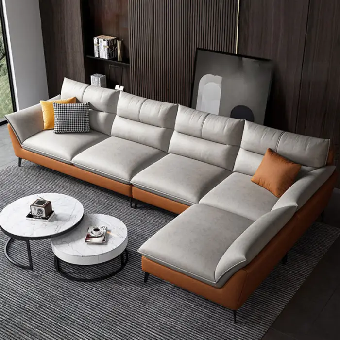 Modern Simple Designer L-shaped Sofa Wholesale Light Luxury Fabric Sofa for Home Apartment Nordic Living Room L-shape Sofa Set — image 4