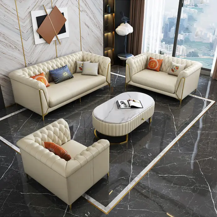 Light Luxury Living Room Leather Sofa Combination Corner Sofa Simple Modern Sofa Combination — image 2