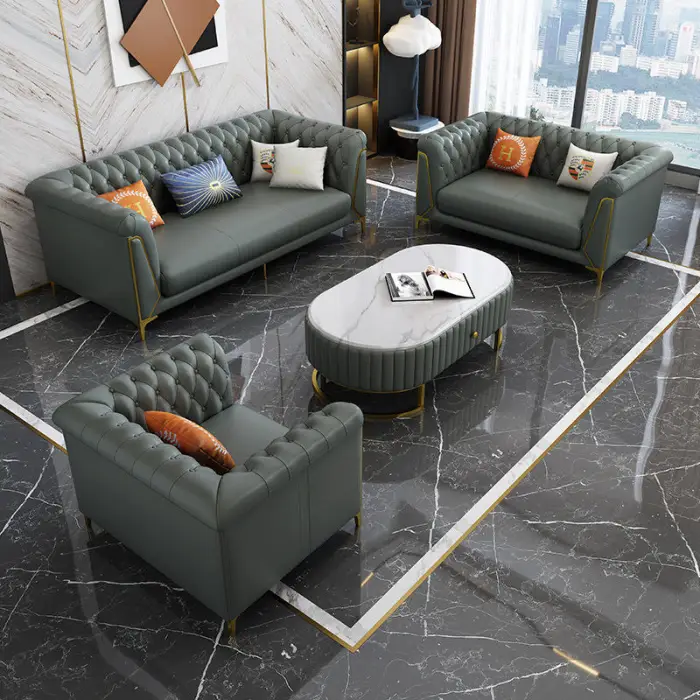 Light Luxury Living Room Leather Sofa Combination Corner Sofa Simple Modern Sofa Combination — image 3