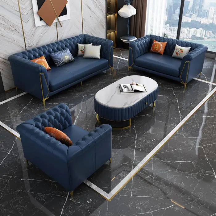 Light Luxury Living Room Leather Sofa Combination Corner Sofa Simple Modern Sofa Combination — image 4