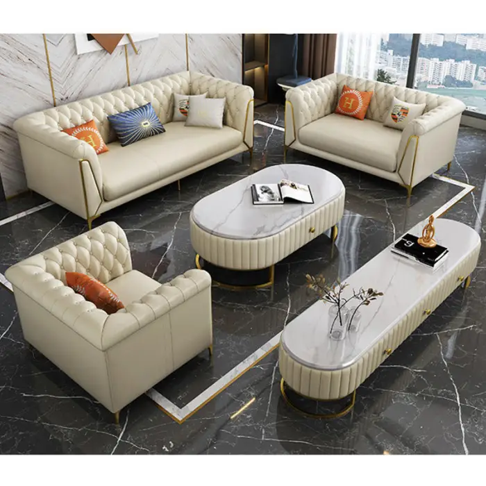 Light Luxury Living Room Leather Sofa Combination Corner Sofa Simple Modern Sofa Combination — image 5