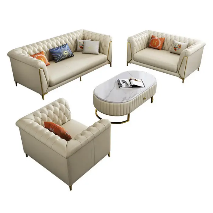 Light Luxury Living Room Leather Sofa Combination Corner Sofa Simple Modern Sofa Combination — image 6