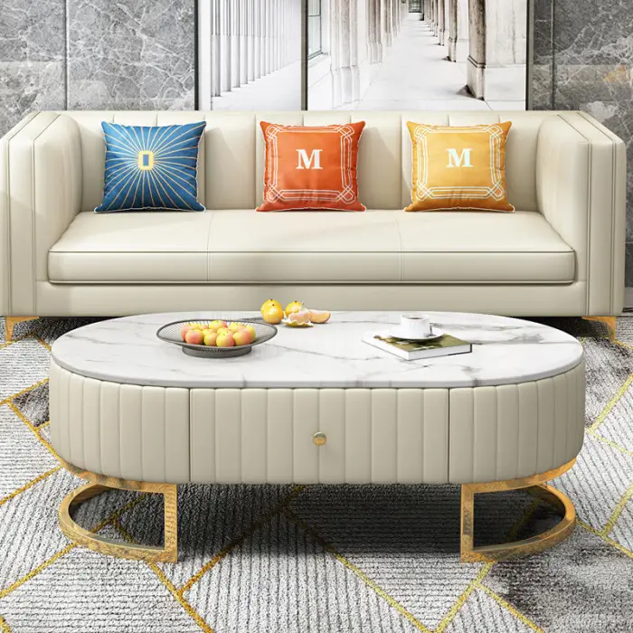 High Quality Light Luxury Sofa Set Furniture Living Room Modern Luxury White Sofa Set Leather Modern Sofa 3 2 1 Set Furniture — image 5