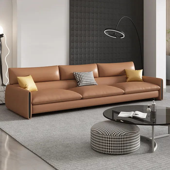 Washless Leathaire Fabric Sofa Indoor Modern Small Apartment Minimalist Luxury Living Room Three Seater Sofas for Home Luxury — image 5