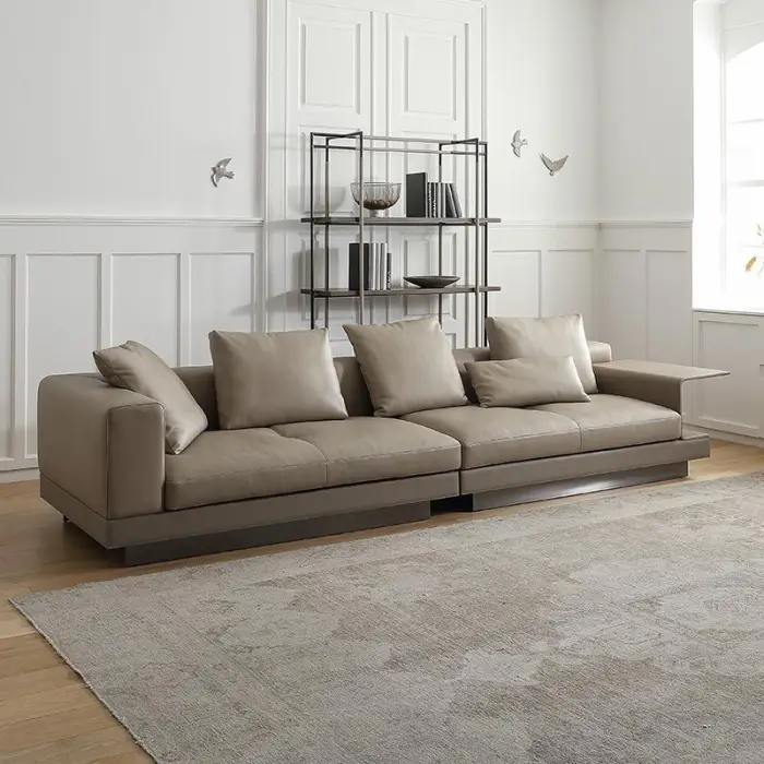 Latest Popular Design Italian Minimalist Creative Sectional Three Seat Fabric Sofa Set for Apartment Living Room Furniture — image 2
