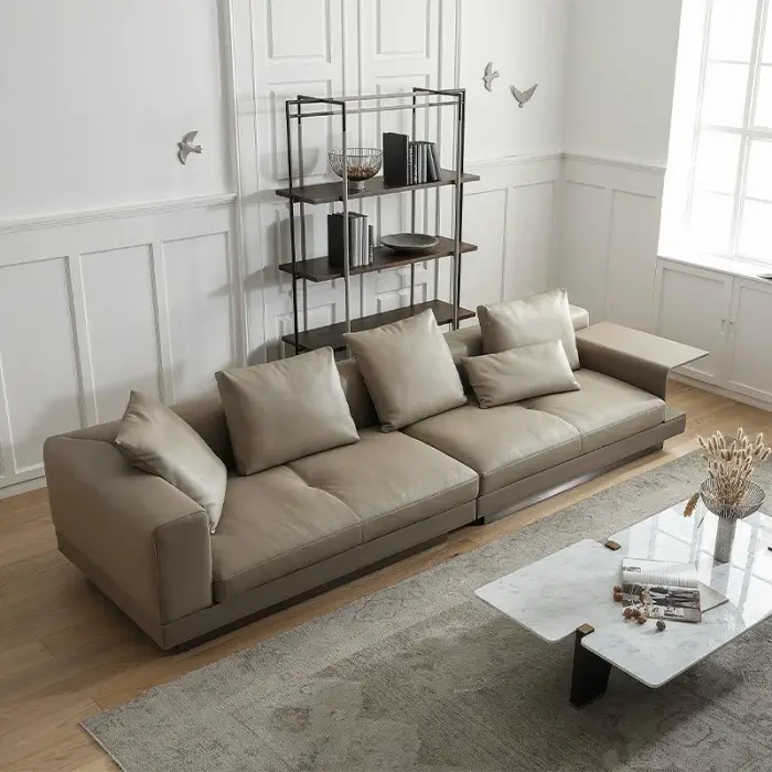 Latest Popular Design Italian Minimalist Creative Sectional Three Seat Fabric Sofa Set for Apartment Living Room Furniture — image 3