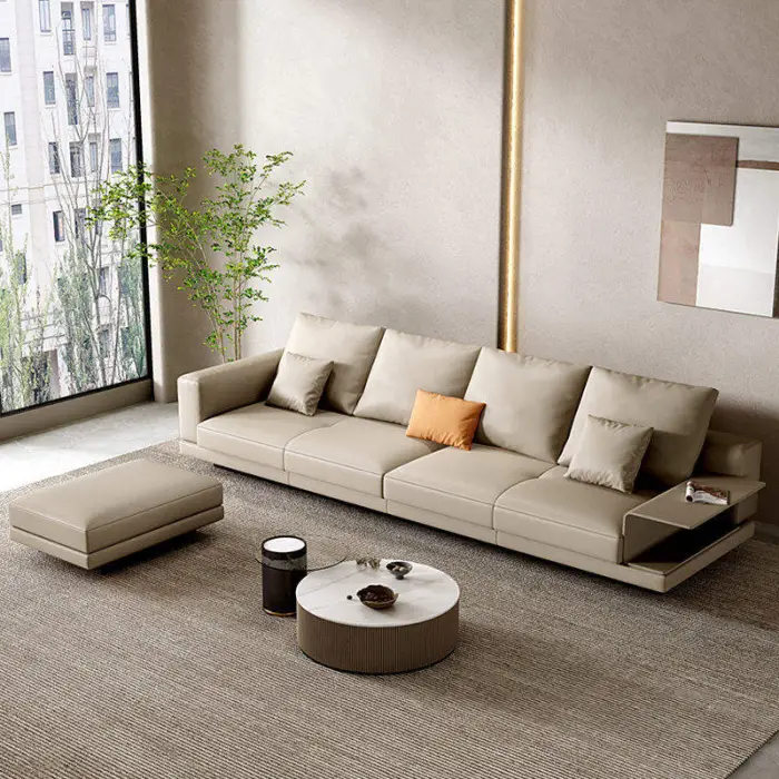 Latest Popular Design Italian Minimalist Creative Sectional Three Seat Fabric Sofa Set for Apartment Living Room Furniture — image 4