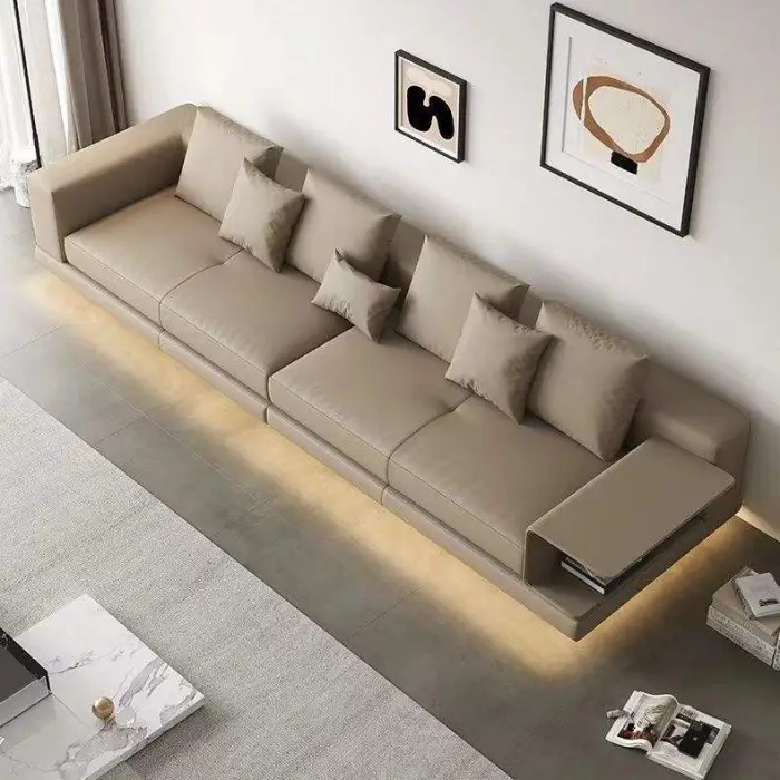 Latest Popular Design Italian Minimalist Creative Sectional Three Seat Fabric Sofa Set for Apartment Living Room Furniture — image 5