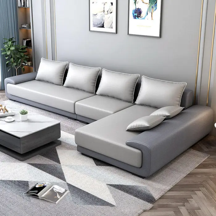 Italian Home Office Classic Sofa Modern Sofa Set Living Room Furniture Modern Luxury Fabric L-Shaped Sofa Furniture — image 2