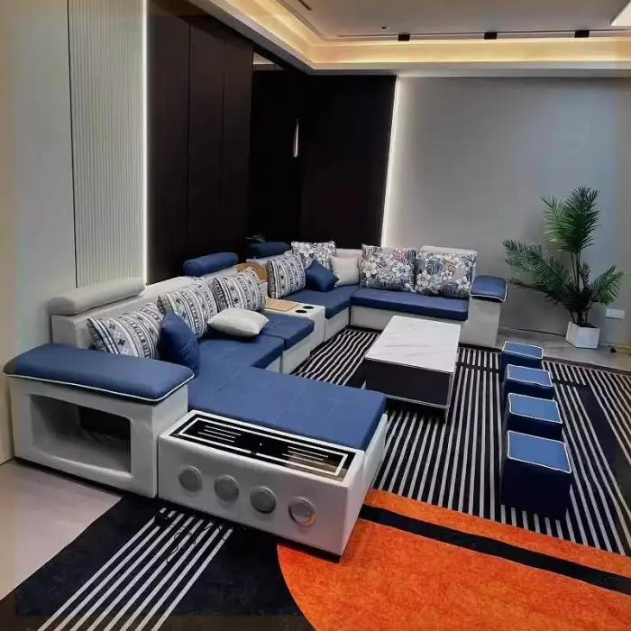 Popular Large Fabric 7 Seater Sofa Set Living Room Furniture Modern Luxury House Couch Design Combination Multi-Functional Sofa — image 3