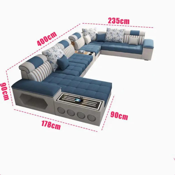 Popular Large Fabric 7 Seater Sofa Set Living Room Furniture Modern Luxury House Couch Design Combination Multi-Functional Sofa — image 6