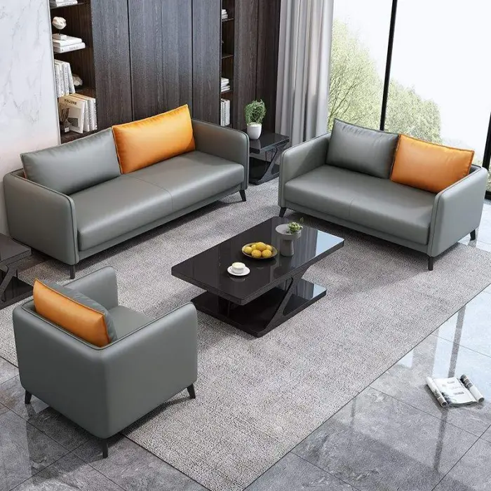 Fashion House Furniture Sofa Set Living Room Modern 3 Piece Couches for Office Luxury Simple Design Business Negotiation Sofa — image 2