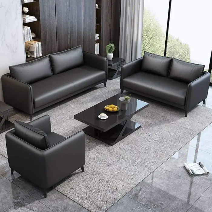 Fashion House Furniture Sofa Set Living Room Modern 3 Piece Couches for Office Luxury Simple Design Business Negotiation Sofa — image 3