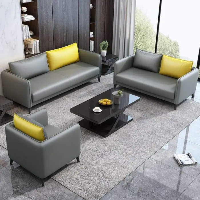 Fashion House Furniture Sofa Set Living Room Modern 3 Piece Couches for Office Luxury Simple Design Business Negotiation Sofa — image 4